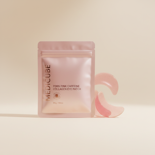 Medicube PDRN Pink Caffeine Collagen Eye Patch premium K-beauty product shot