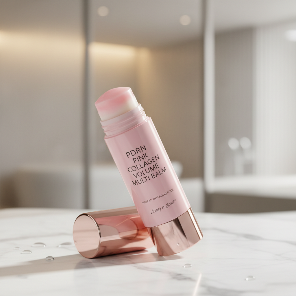 Medicube PDRN Pink Collagen Volume Multi Balm stick on marble surface
